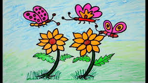 Simple butterfly with large wings. Butterfly Flower Drawings With Color For Kids Novocom Top