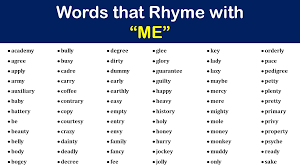 Me Rhyme Words Words That Rhyme With Me In 2021 Writing Words Words Rhymes