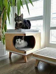 In Some Cases It S Easiest To Have Friends Or Family Visit Your Home Periodically To Refill Food And Water Cha Modern Cat Bed Modern Cat Furniture Modern Cat