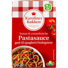 Drain pasta, and toss it in a serving bowl with the raw sauce. Arla Karolines Kokken Pasta Sauce Tomato Sour Cream Shop Scandinavian Products Online
