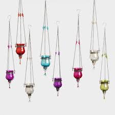 Glass Dahlia Hanging Tealight Lanterns Set Of 8 World Market