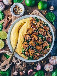 Creamy Vegan Polenta With Mushrooms And Spinach Healthy Recipes Vegan Dinners Recipes