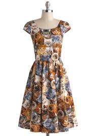 Hooked On A Feline Dress Print With Animals Multi Casual A Line Cap Sleeves Scoop Cutout Long Cat Dresses Mod Cloth Dresses Dresses