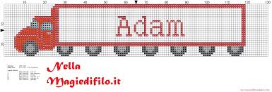 Add the date stitched and your name or initials to. Name Adam With Truck Cross Stitch Pattern Free Cross Stitch Patterns Simple Unique Alphabets Baby