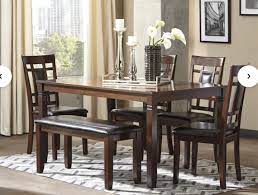 Leger 6 Piece Dining Dining Room Table Set Brown Dining Room Dining Set With Bench