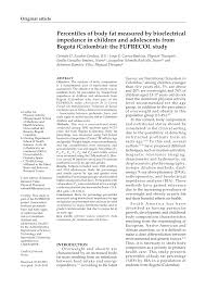 Sondra tracy, 46fernando camargo, 93maria camargo, 55. Pdf Percentiles Of Body Fat Measured By Bioelectrical Impedance In Children And Adolescents From Bogota Colombia The Fuprecol Study