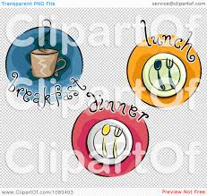 Soup, sandwich, potatoes, salad, soda, juice, cake. Clipart Breakfast Lunch And Dinner Meal Icons Royalty Free Vector Illustration By Bnp Design Studio 1083403