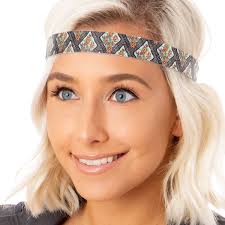 Hipsy Adjustable NO SLIP Antique Flower Brown & Orange Floral Wide Non-Slip  Headband