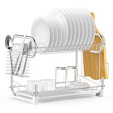 Maybe you would like to learn more about one of these? Dish Rack Ace Teah 2 Tier Chrome Plating Rustless Storage Dish Drying Rack And Drain Board Set With Cutlery Rack Cutting Board Holder Dish Dryer For Kitchen Counter Buy Online In Qatar