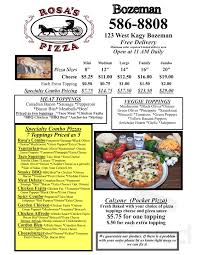 Best food delivery restaurants in bozeman, montana: Rosa S Pizza Menu In Bozeman Montana Usa