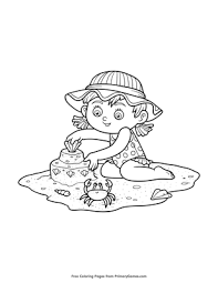 Sandcastle coloring page that you can customize and print for kids. Girl Building Sand Castle Coloring Page Free Printable Pdf From Primarygames