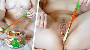 Creamy Gummies got Torn and Stuck in Pussy and in Tight Asshole so You Can  it Eat Straight from it