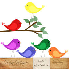 Bird On Tree Branch Png Instant Download Digital Clip Art Bird Clipart Bird Clip Art Tree Tree Branch Animal Primary Colors Printable Digital Clip Art Digital Clip Art Set Clip Art