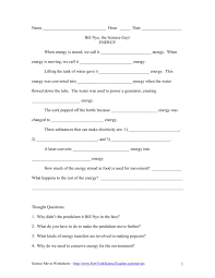 I watched every episode and i can remember how he made me feel about science. 32 Bill Nye The Science Guy Energy Worksheet Answers Free Worksheet Spreadsheet