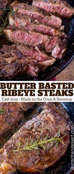 Perfect Easy Ribeye Steak That Is Butter Basted In A Cast Iron Skillet In The Oven With Rosemary A Perfect Error Proof Medi Recipes Ribeye Steak Recipes Food