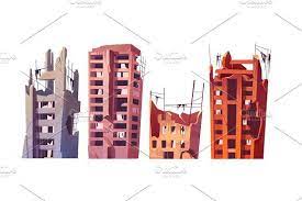 Destroyed City Buildings After War City Buildings Abandoned City City Vector