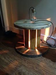 Cable Drum Table With Center Light Cable Drum Table Wooden Spool Tables Cable Spool Furniture