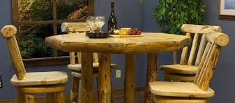 Browse a large selection of rustic bar tables for sale, including pub tables, bistro table and high top cocktail tables in a variety of finishes and styles. Rustic Pub Table Styles Rustic Bar Tables Bistro Tables Log Pub Tables And Stools