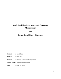 Pdf Analysis Of Strategic Aspects Of Operation Management