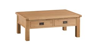 Choose a large oak coffee table with a wooden top and sleek, metal legs to add. Grange Oak Coffee Table With 2 Drawers Portess