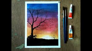 You can totally learn to paint watercolor landscapes just like this one! Beginning Watercolor Tutorial Sunset Sky And Mountains Youtube