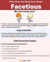 Facetious Meaning How To Use This Internet Term Correctly 7 E S L In 2020 Learn English Mean Jokes English Lessons