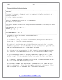 Polynomial Word Problems Worksheets Word Problems Polynomials Word Problem Worksheets