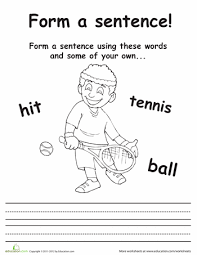 Sporty Sentence Making Worksheet Education Com Sentence Writing Kindergarten Reading Worksheets Writing Activities