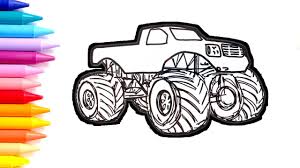 Monster truck coloring pages grave digger. Monster Truck Coloring Pages How To Draw A Monster Truck Drawing For Kids Youtube