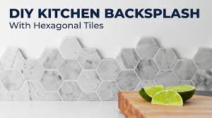 Diy Marble Backsplash With Hexagon Tiles Youtube In 2020 Hexagon Tile Backsplash Hexagon Backsplash Hexagon Tiles