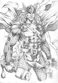 Marcio Abreu Thor Drawing Pinup Original Art Thor Drawing Superhero Art Comics Artwork