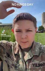 This soldier who claims to have been discharged from the military last  month for mental health reasons, showed up to protest Trump in a US Army  uniform in Kansas. "I don't know