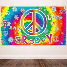 See more ideas about hippie party, 60s theme, flower power 60s. Amazon Com 60 S Carnival Groovy Decoration Banner Hippie Theme Party Photography Background 60 S Party Scene Setters Groovy Wall Decoration Kit Peace And Love For Large Party Supplies 72 8 X 43 3 Inch Toys