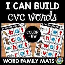 Rhyming teaches children how language works and helps them to begin listening for patterns in words. I Can Build Cvc Word Family Mats Spelling Activity Kindergarten Phonics