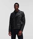 Men's LEATHER BIKER JACKET by KARL LAGERFELD | Free Shipping and ...