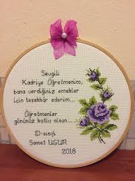 Etamin Pano Ogretmenler Gunu Ogretmenlere Hediyeler Kanavice Ornekleri Kasnak Sanati