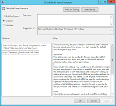However, you can change the default search engine in microsoft edge to any site that uses opensearch technology. Setting Google As The Default Search Engine In Ms Edge In 1703 Using Gpo Ccmexec Com Enterprise Mobility
