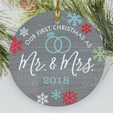 Personalized Our First Christmas As Mr And Mrs Ceramic Holiday Ornament Personalized Christmas Tree Ornament Christmas Diy Christmas Signs Wood
