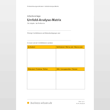 Die swot analyse ist ein unerlässliches verfahren, das jedes unternehmen in die regelmässige planung integrieren sollte, um. Umfeld Analyse Matrix Vorlage Business Wissen De