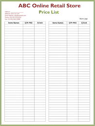 Price List Template 6 Price Lists For Word And Excel