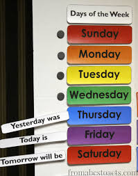 days of the week calendar board printable preschool