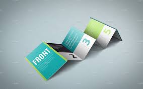 Z Card Mock Up 6 Panels C Fold Poster Mockup Mocking Colorful Backgrounds