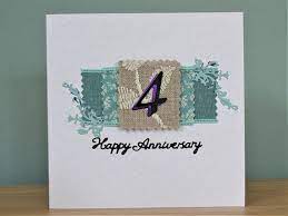 Romantic 4th Anniversary Card Linen For 4 Years Together Etsy Anniversary Cards Wedding Anniversary Cards 4 Year Wedding Anniversary