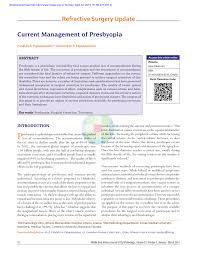 Pdf Current Management Of Presbyopia