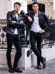 Leather Biker Jacket Along With Dark Jeans And Leather Boots To Top It Of Wear A Light T Shirt Of C Leather Jacket Men Mens Fashion Casual Jackets Men Fashion