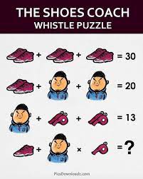 Drink drink drink = 30 drink. The Shoes Coach And Whistle Puzzle Viral Whatsapp Puzzle With Answer Maths Puzzles Math Genius Math Riddles
