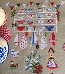 Broderies au point de croix et point de croix compté. Modeles De Point De Croix Pour La Cuisine Vin Fruits Recettes