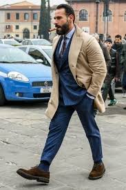 Nie udało się przetłumaczyć tej oferty na język polski. Navy Vertical Striped Suit With Camel Overcoat Outfits 8 Ideas Outfits Lookastic