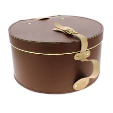 Brown Leather Hat Box Traclet