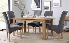 Bali Oak Extending Dining Table With 4 Stamford Slate Fabric Chairs Furniture Choice Oak Extending Dining Table Extendable Dining Table Dining Table